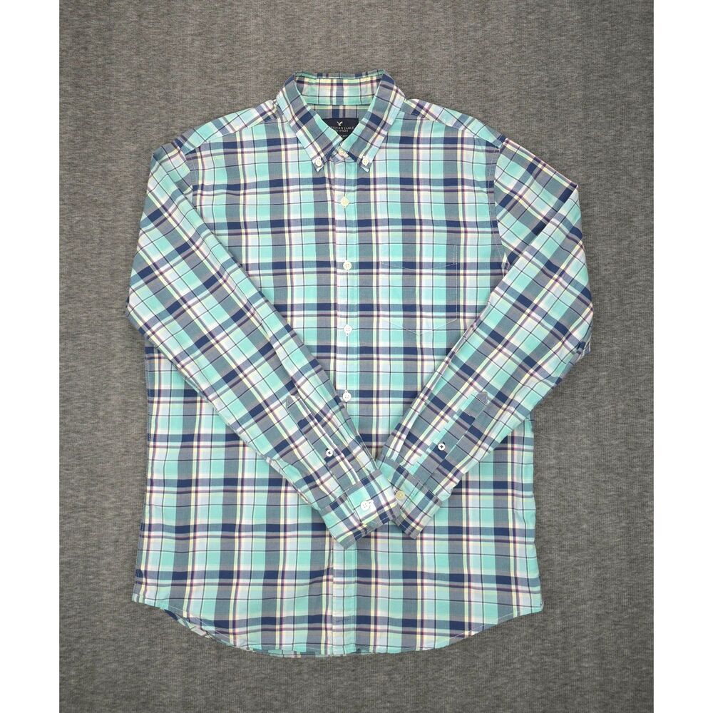 Men's American Eagle Classic Fit Plaid Button Down Collar‎ Dress Shirt Medium